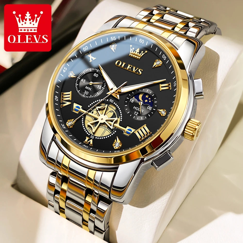 OLEVS Men's Watches Classic Multifunctional Flywheel - Gold / Yes