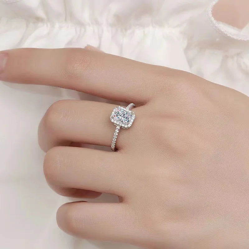 Aeteey Moissanite Diamond Square Ring D Color 1CT
