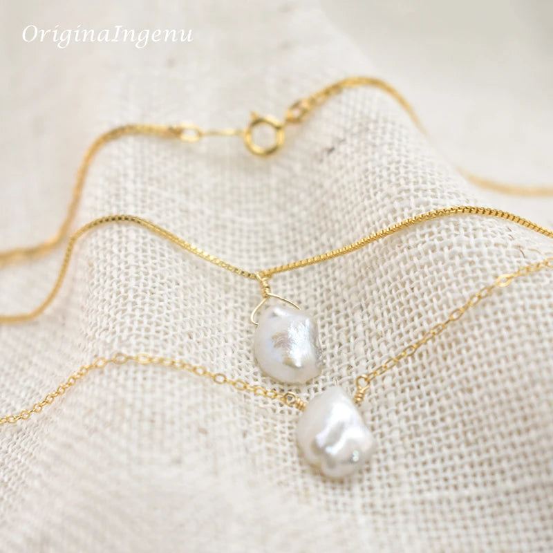 Natural Baroque Pearl Necklace Handmade Jewelry