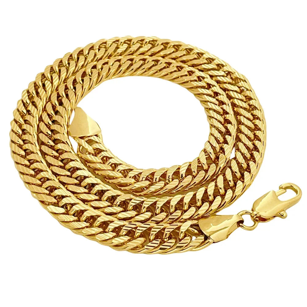 Men'S 10MM 60CM Sideways Carved Chain, 24K Gold,