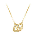 BAMOER 925 Sterling Silver Connected Heart Pendant - Gold / China Mainland