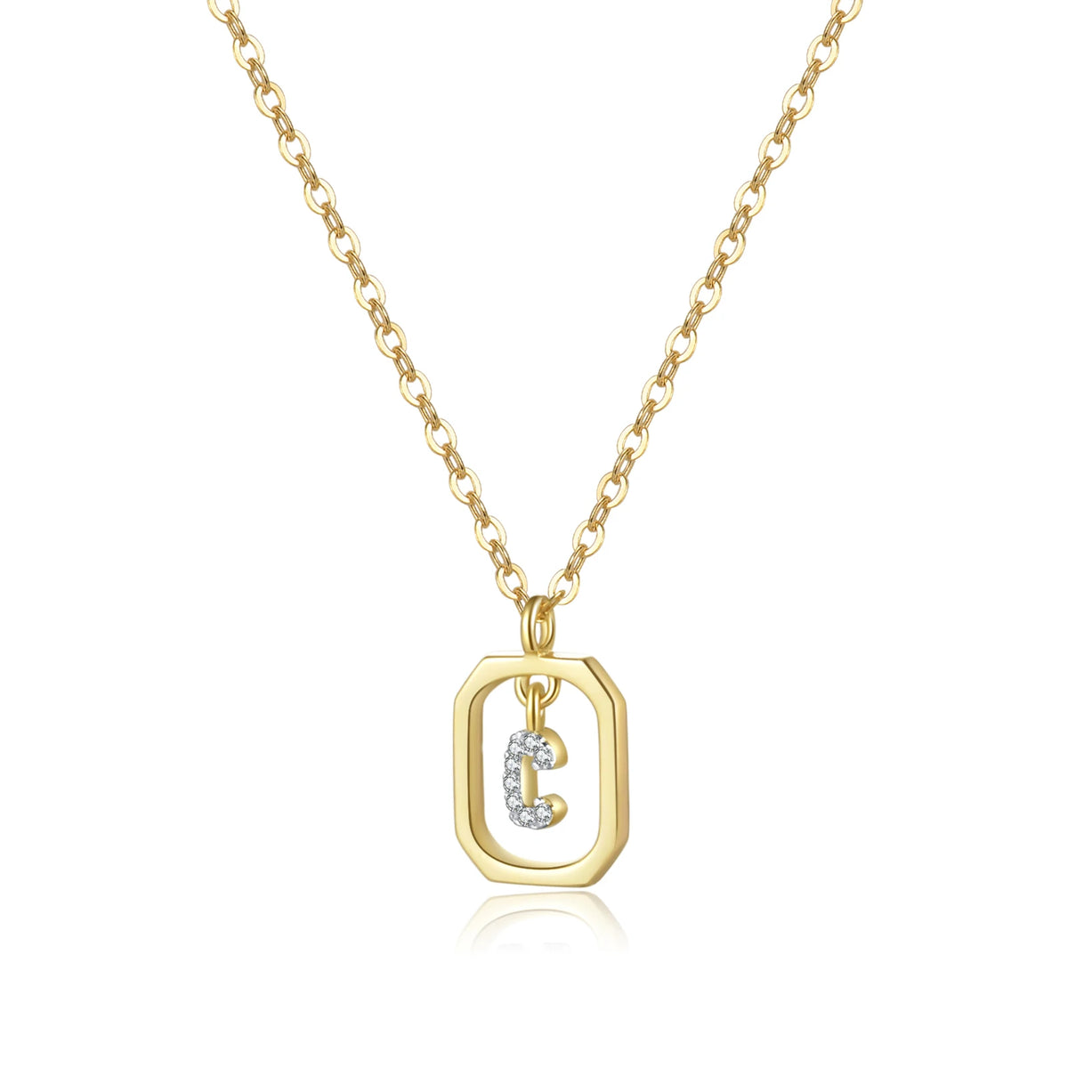 ANDYWEN 925 Sterling Silver Gold Inital Pendant Luxury - Gold C