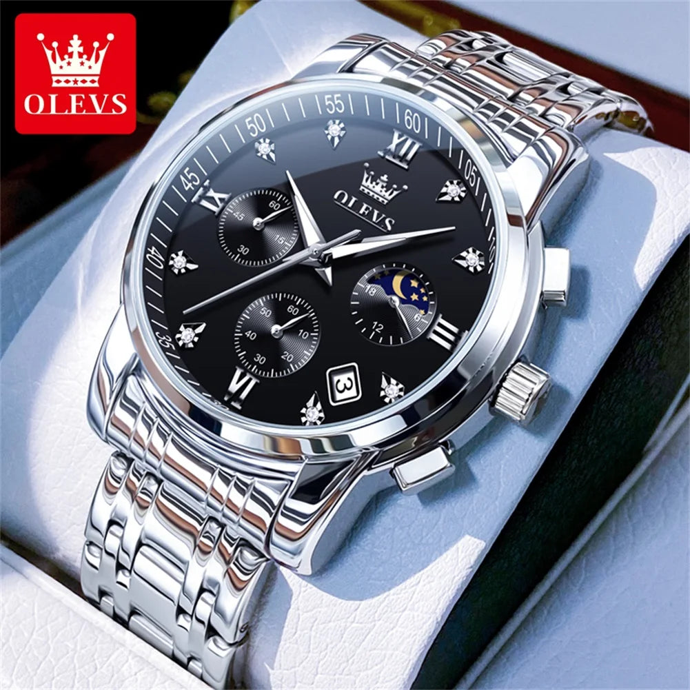 Olevs 2858 Men's Watches Stainless Steel Waterproo.