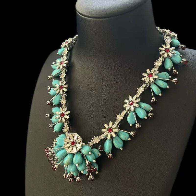 Nishizawa Turquoise Necklaces for Women Retro