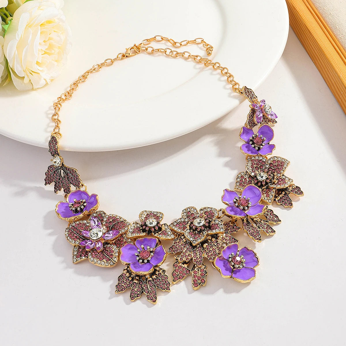 Vedawas 2026 Spring Fashion Alloy Flowers Necklace