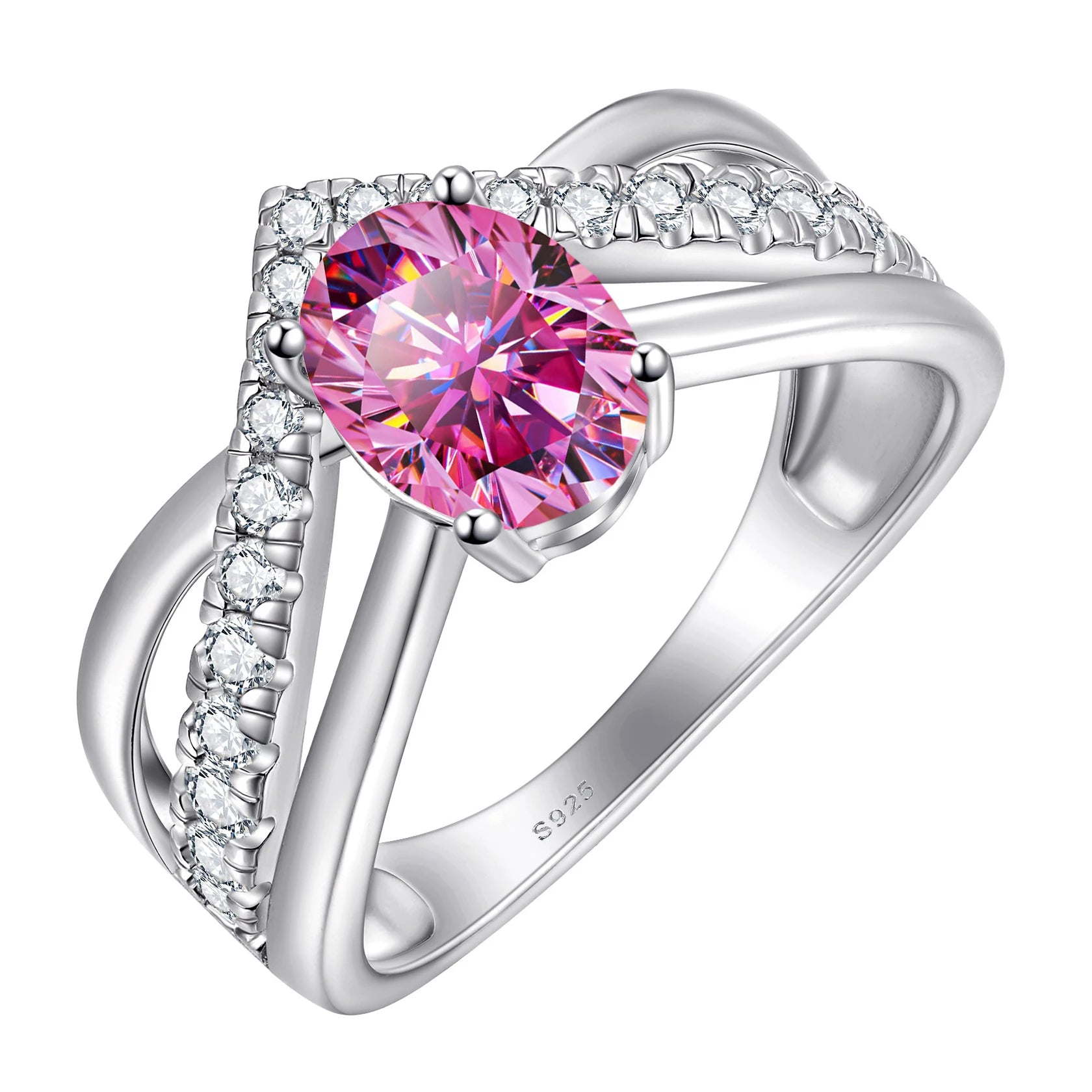 Real 1.5ct Pink Moissanite Wide Ring for Women