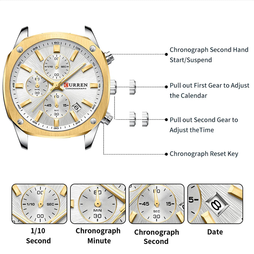 CURREN Men's 42mm Sport Chronograph Steel Watch