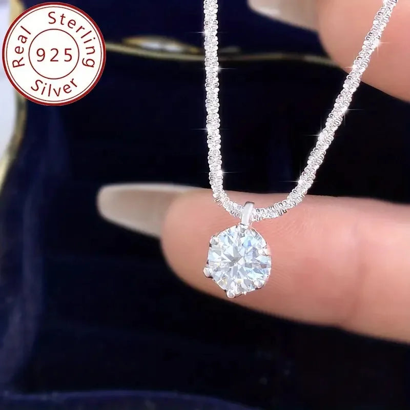 LOUTF 1CT Sparkling Luxury Moissanite Diamond White - 1 Carat Moissanite / Gold / 40 plus 5cm, 1 Carat Moissanite / Silver / 40 plus 5cm