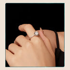 Bamoer 1CT Moissanite Flower Bud Ring Channel Set
