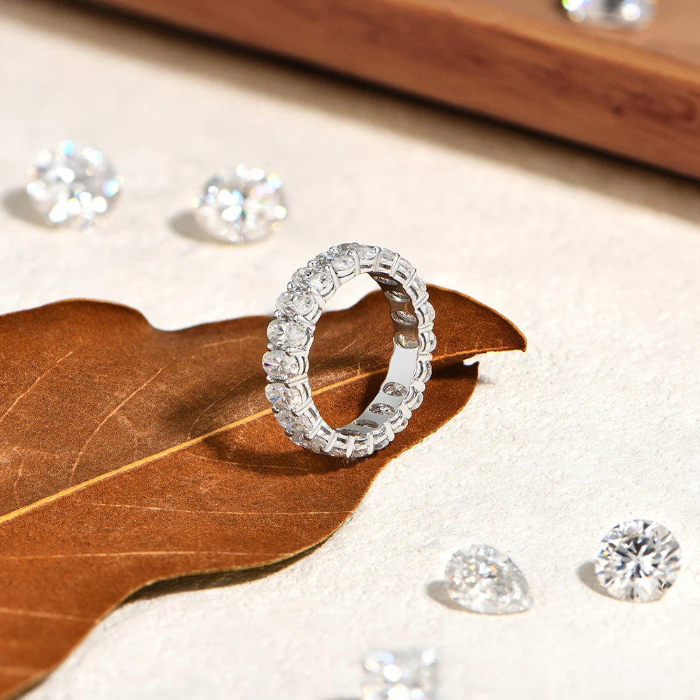Attagems Moissanite Eternity Rings for Women Gold