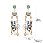 Boucles d'oreilles pendantes Pégase vintage en émail pour femme -