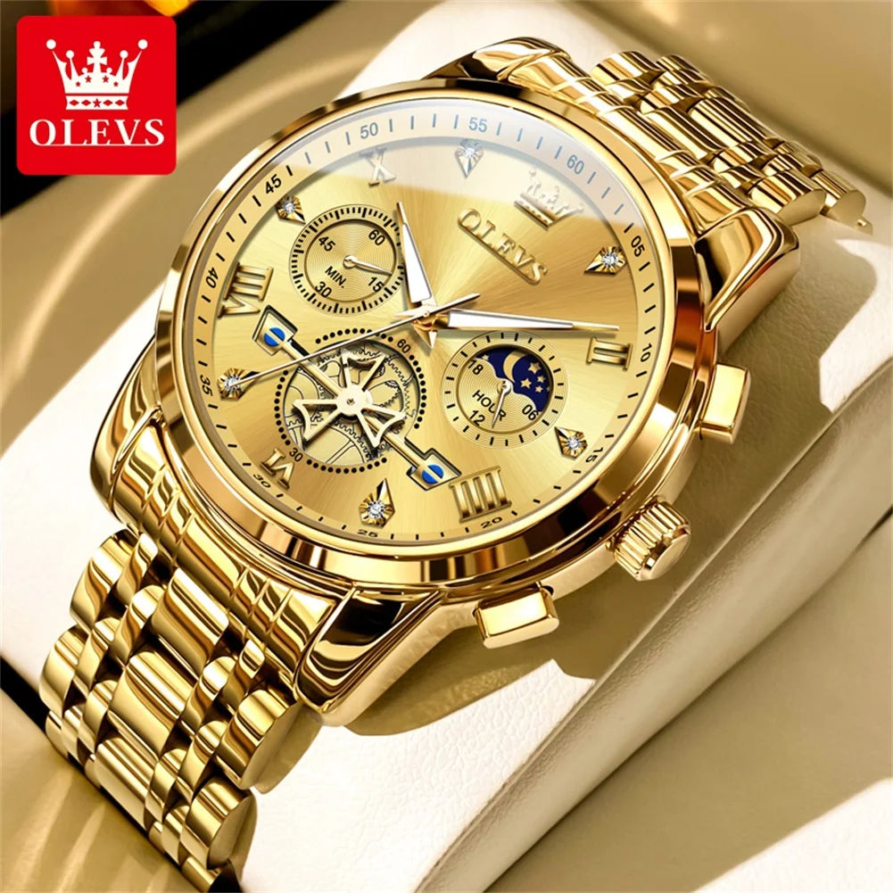 OLEVS Men's Watches Classic Multifunctional Flywheel - YELLOW / Yes