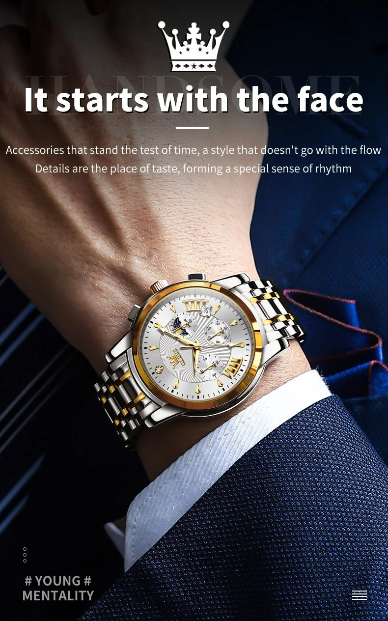 Olevs Men's Quartz Watches Top Brand Stainless.