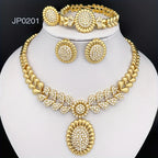 Women Necklaces Earrings Ring Bracelet 4Pcs Jewelry - 201-1 / 43cm