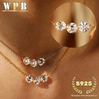 Genuine S925 Silver 3 Sparkling Zircon Necklace Dainty