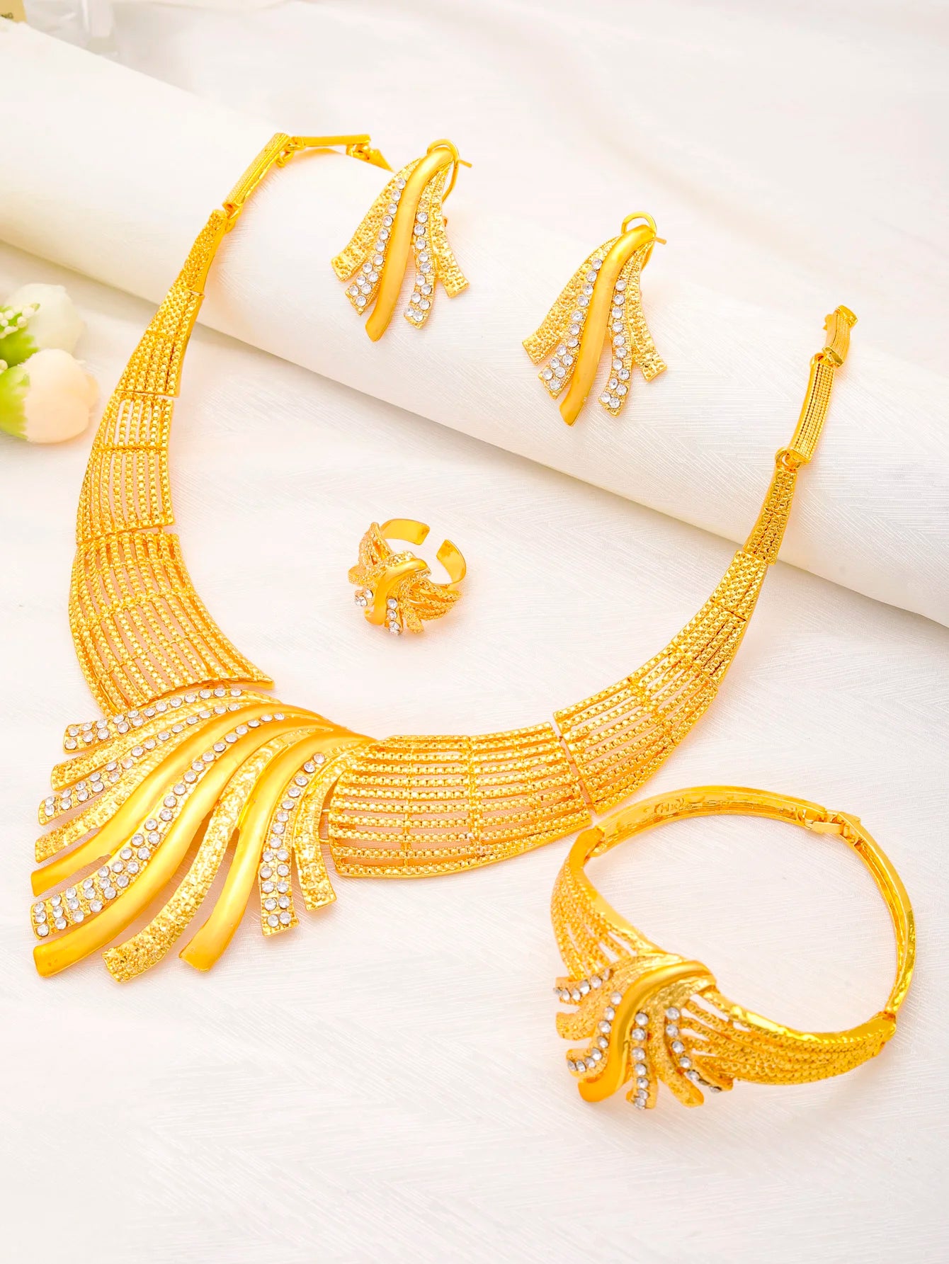 Dubai Jewelry Set For Women 24K Gold Plated Luxury.