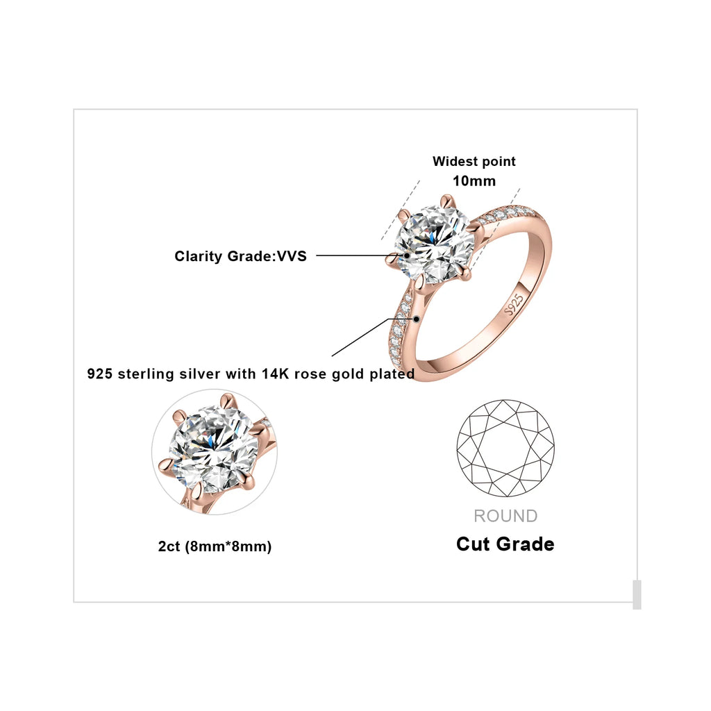 JewelryPalace Moissanite D Color 0.5ct 1ct 1.5ct 2ct - GRA Certificate / 2ct Rose Color / 8, GRA Certificate / 2ct Rose Color / 7, GRA Certificate / 2ct Rose Color / 10, GRA Certificate / 2ct Rose Color / 9, GRA Certificate / 2ct Rose Color / 6, GRA Certificate / 2ct Rose Color / 5