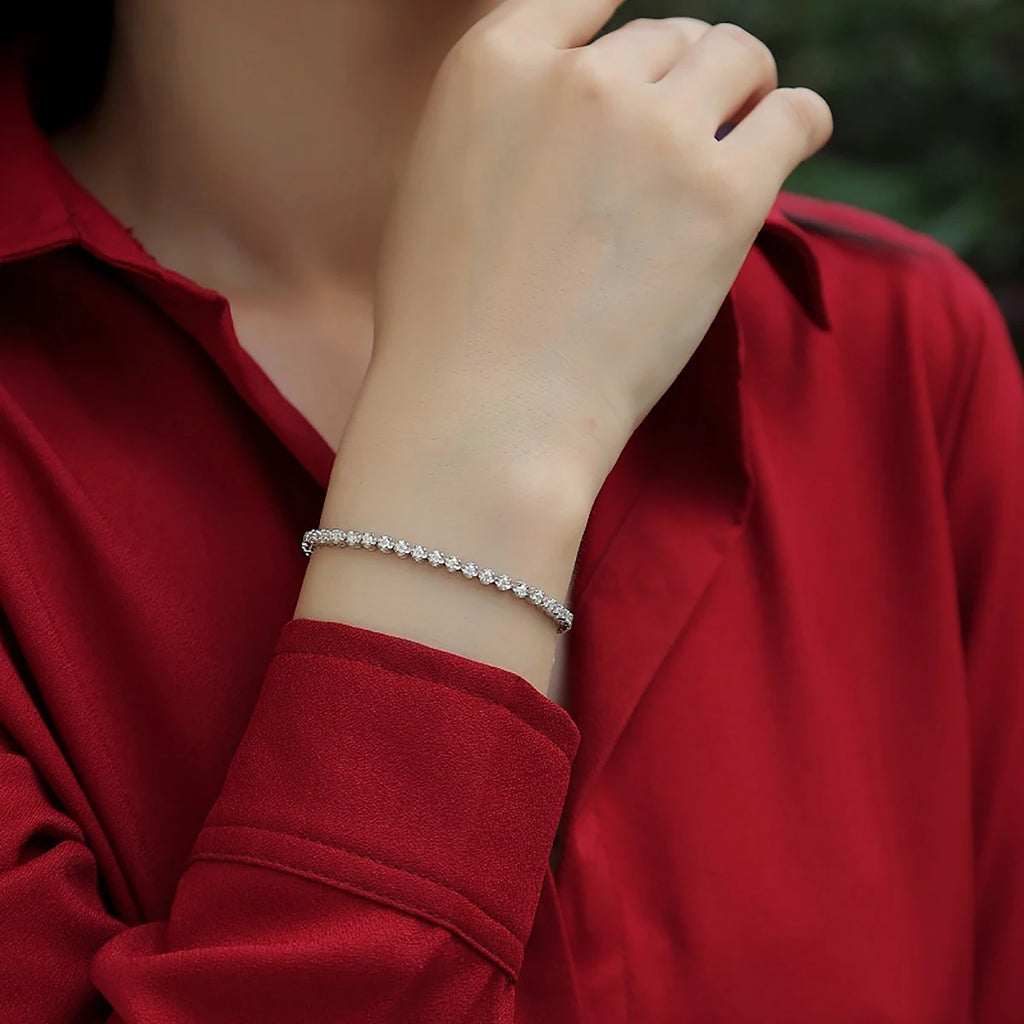 Jiuzuan 925 Sterling Silver Tennis Bracelet, Hip