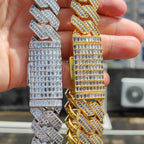 Collier ras du cou lourd Hip Hop Two Stone 20mm 2