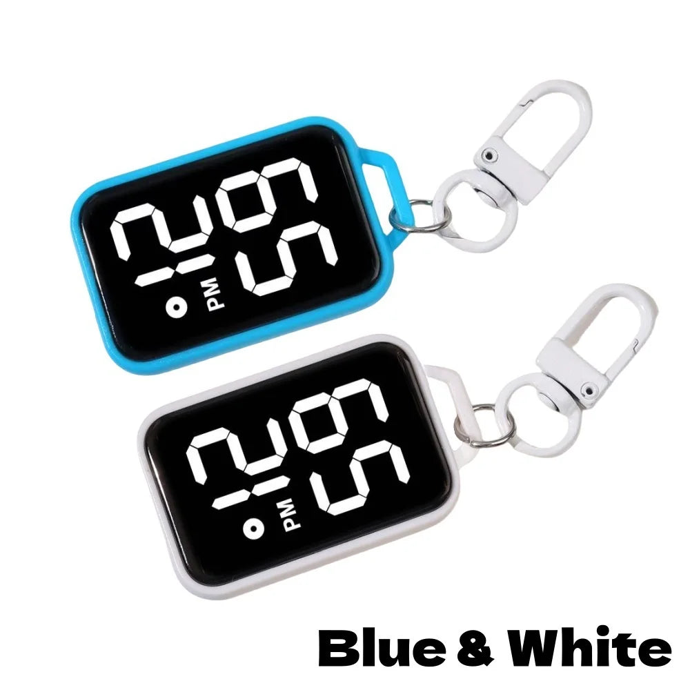 1/4pcs LED Keychain Pocket Watch Digital Display - Blue and White 2pcs / United States
