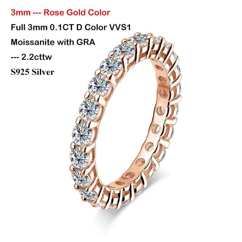 EWYA Luxury 2.2cttw 3mm Moissanite Full Enternity