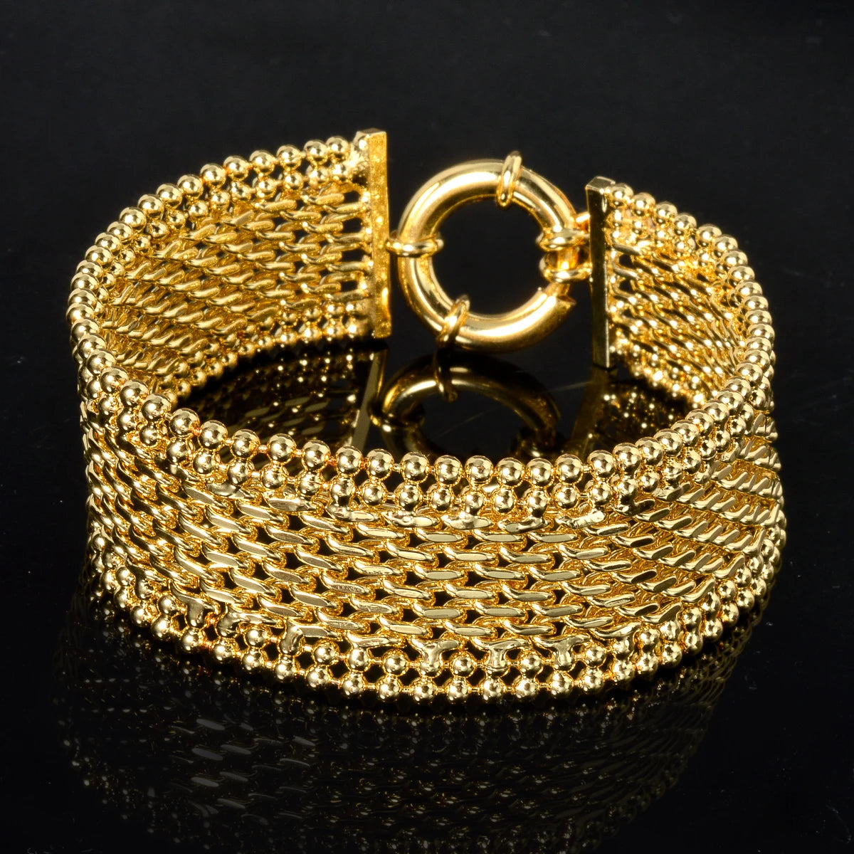 New 18MM wide copper chain bracelet unisex 18K gold - SY-H261-8in