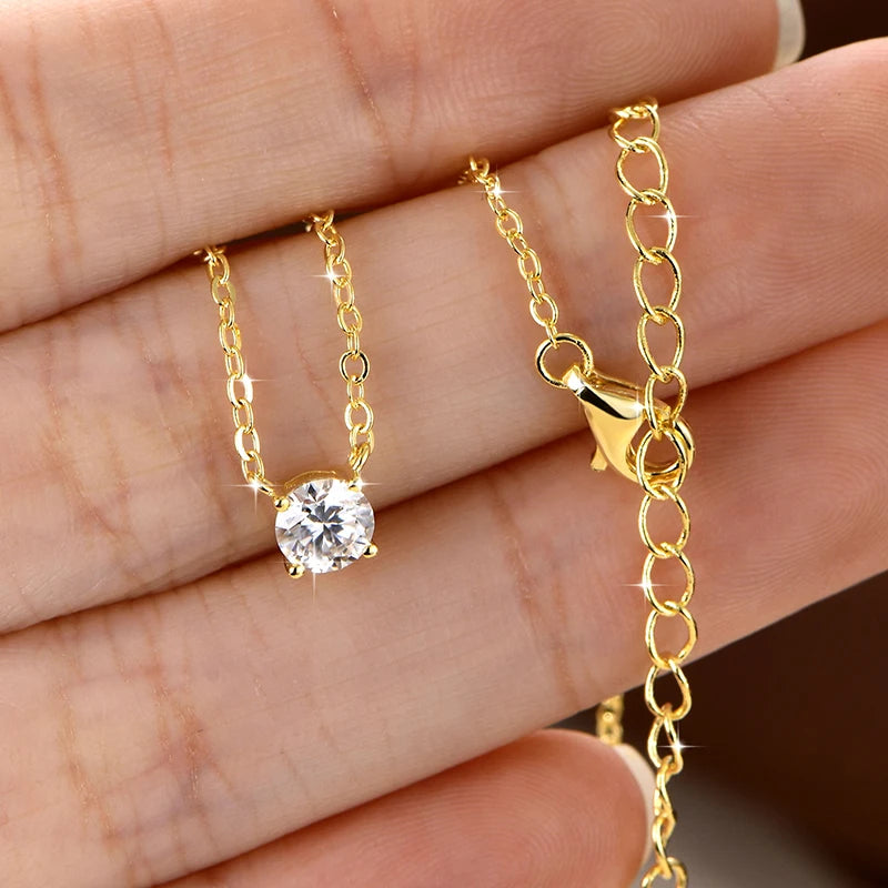 OXTAO Certified Moissanite Solitaire Necklace
