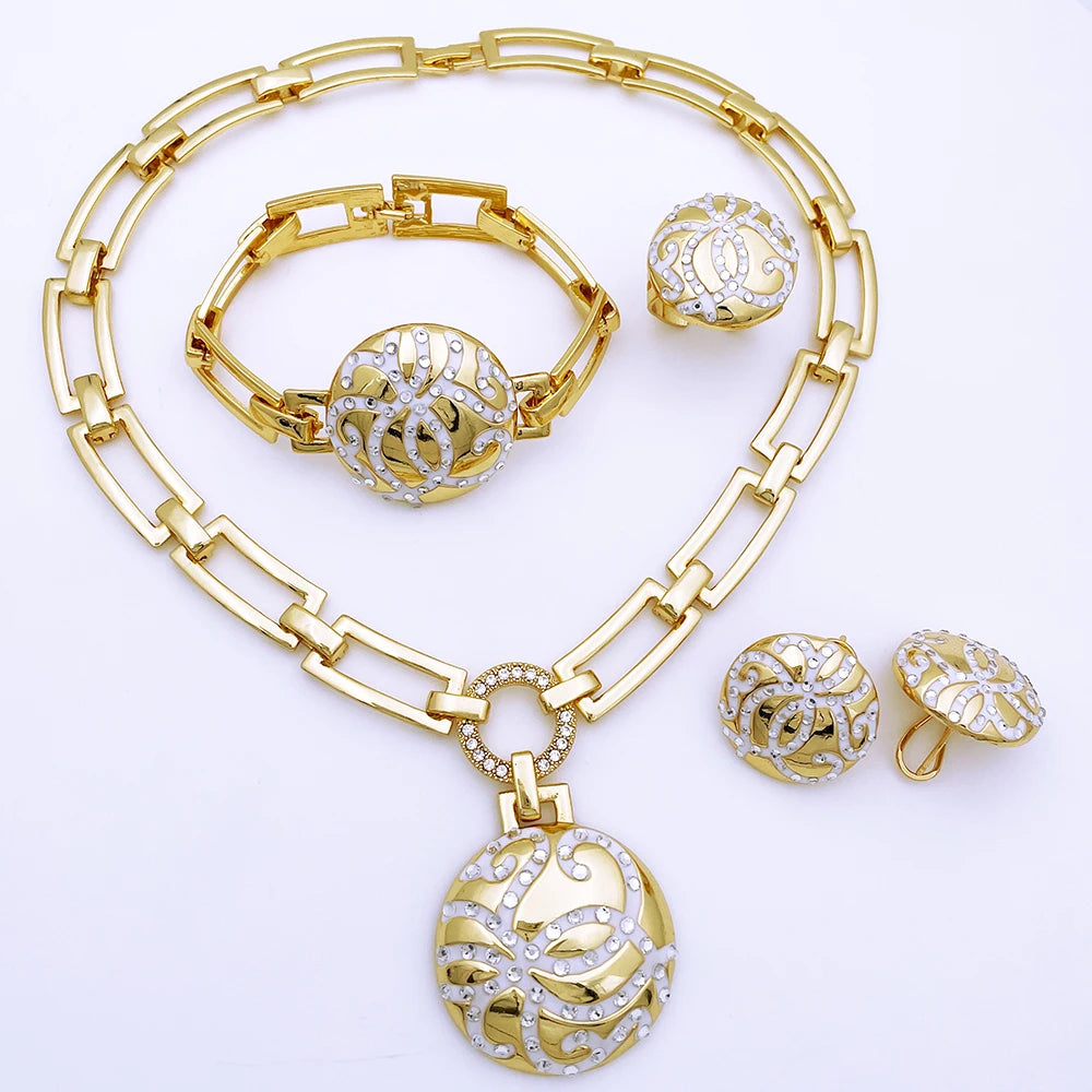 Classic Design Women Necklace Earrings Ring Bracel