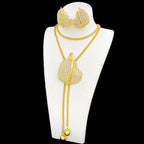 Gold Color Necklace Earrings Set For Women Unique