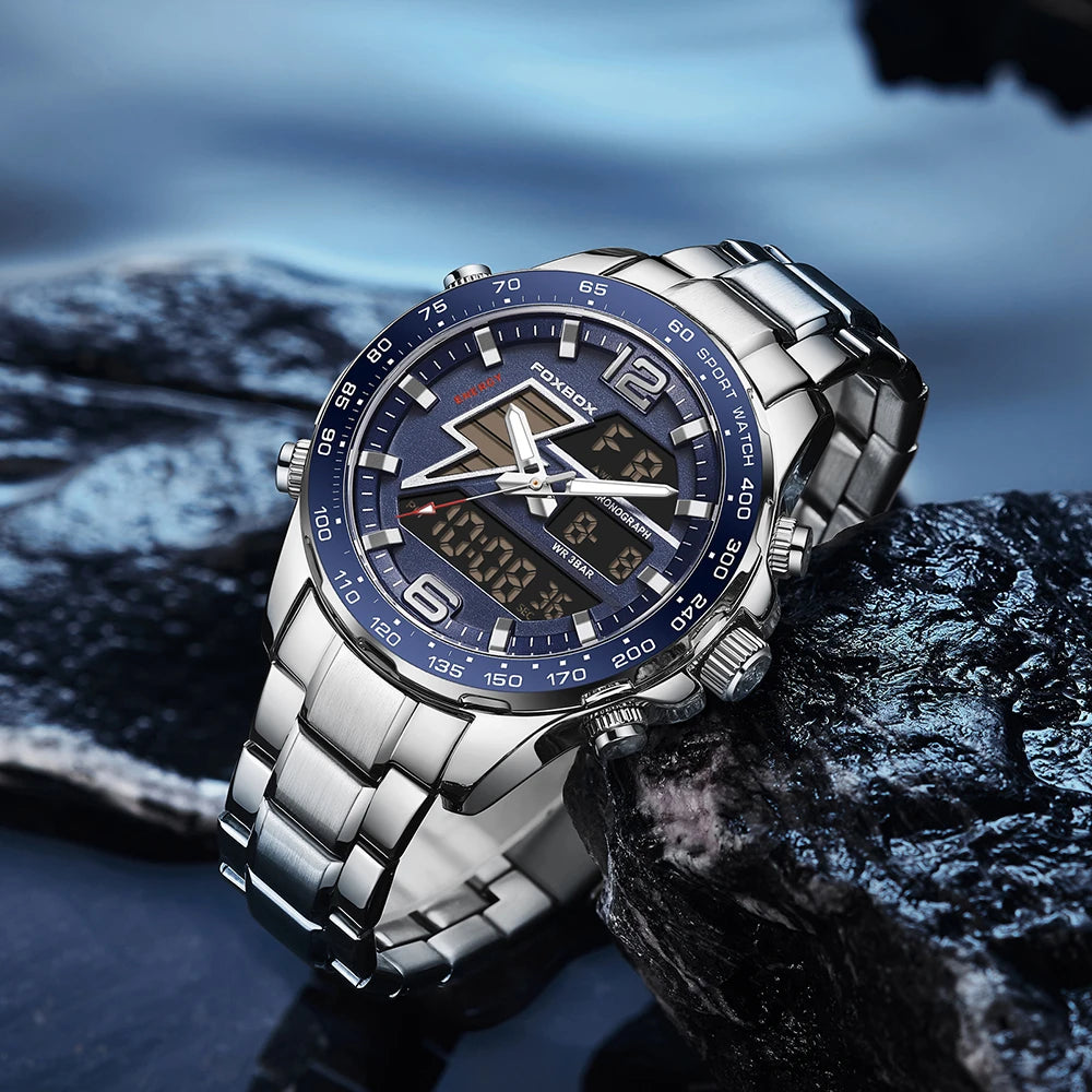 New Foxbox Men Watch Dual Display 30M Waterproof.