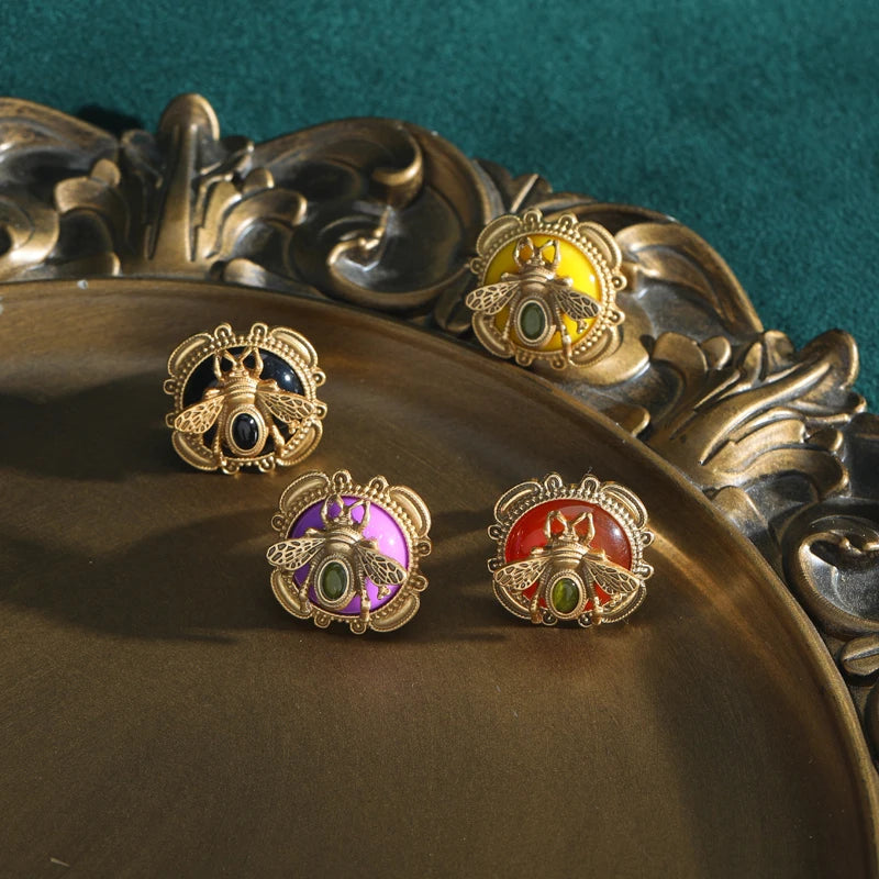 6 Colors Romantic Gold Color Black Honey Wax Bee Rings