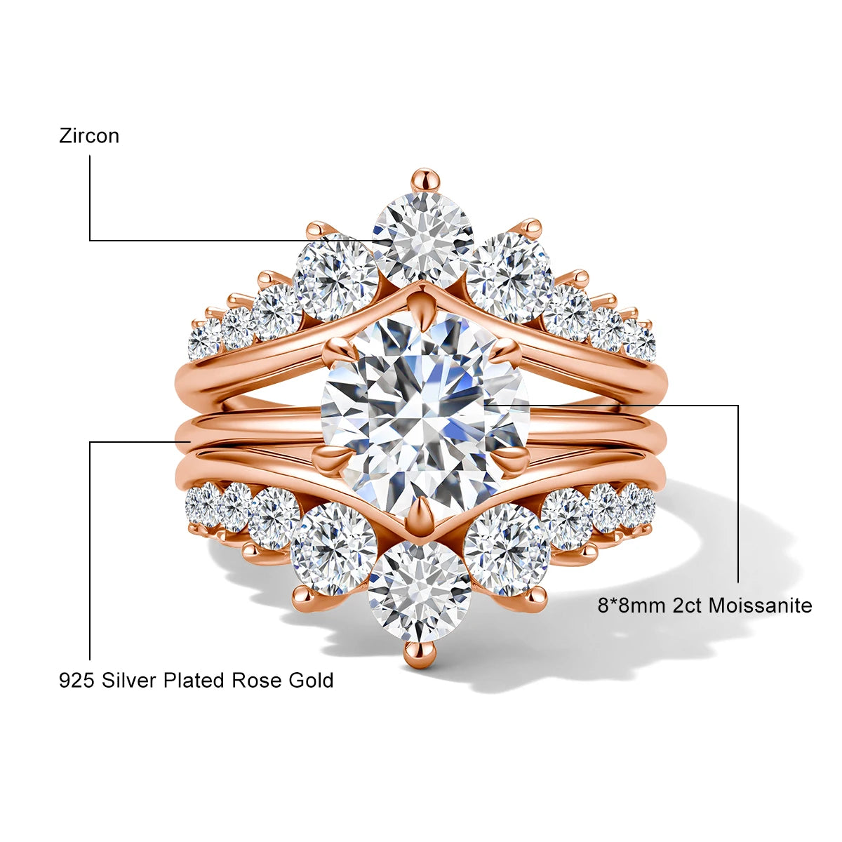 14k Gold Filled Double Band Stackable Moissanite