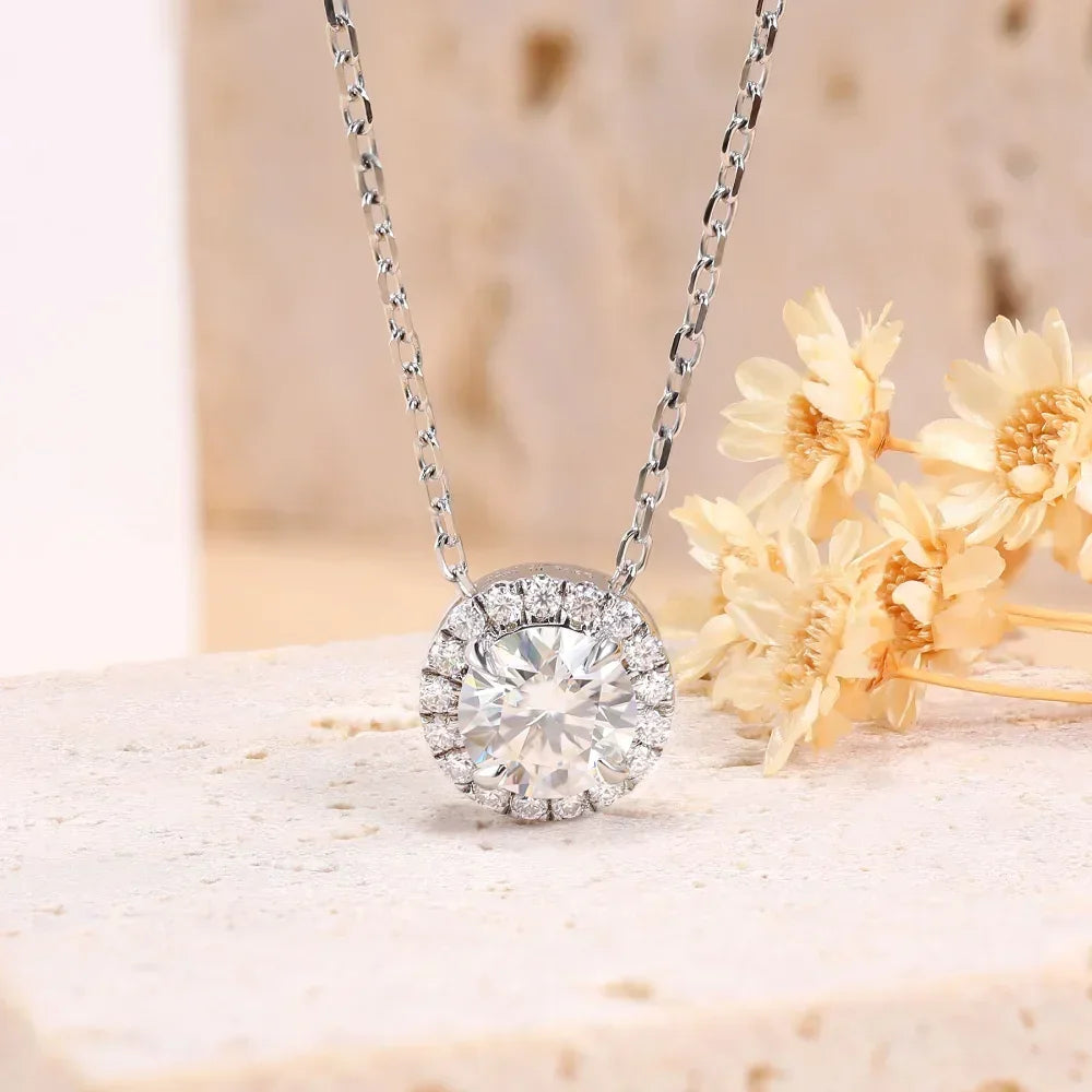 M-JAJA Moissanite Necklace 0.5ct/1ct D Color Round