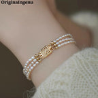 Personalisiertes Armband mit Naturperlen, handgefertigt, 14K