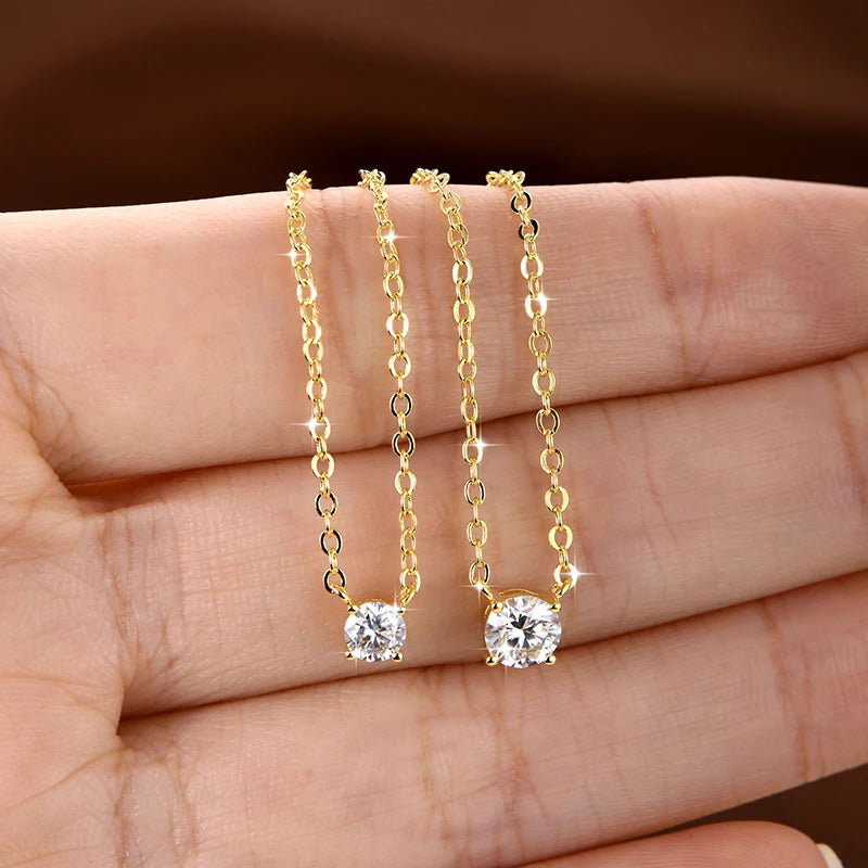 OXTAO Certified Moissanite Solitaire Necklace