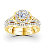 Ensemble de 2 bagues de fiançailles en moissanite avec