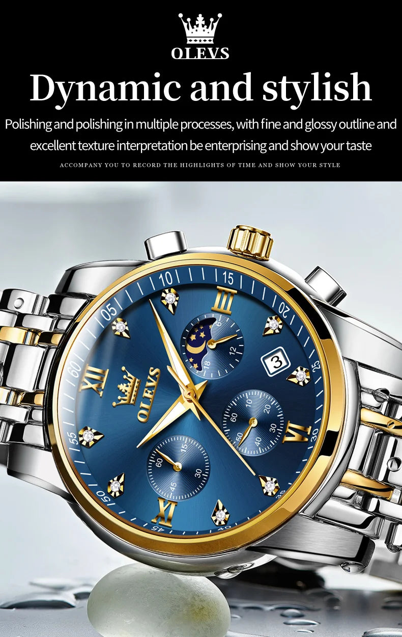 Olevs 2858 Men's Watches Stainless Steel Waterproo.