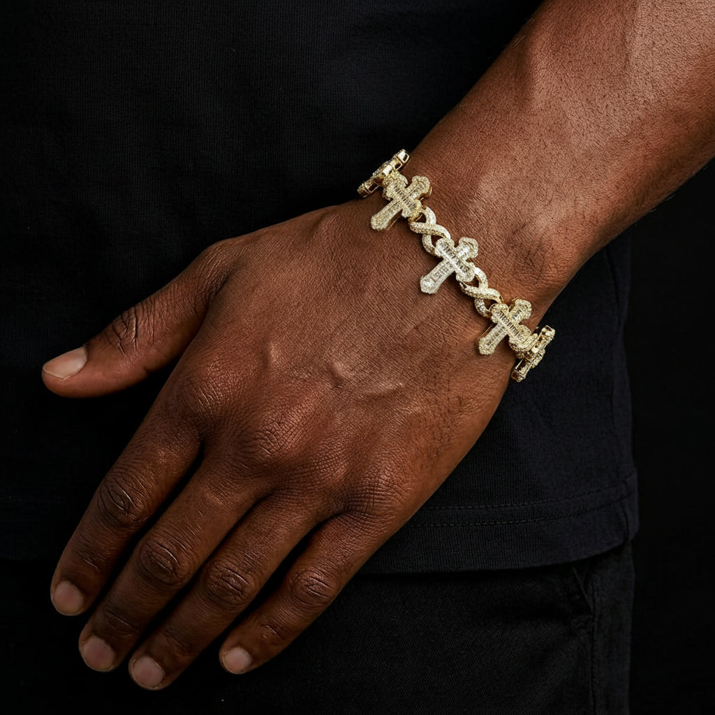 Aokaishen Iced Out Infinity Baguette Cross Link