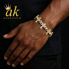 Aokaishen Iced Out Infinity Baguette Cross Link - Gold Color / China Mainland / 7inch, Silver Color / China Mainland / 7inch, Silver Color / China Mainland / 8inch, Gold Color / China Mainland / 8inch, Gold Color / China Mainland / 9inch, Silver Color / China Mainland / 9inch