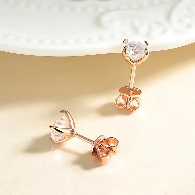 Smyoue 18K Plated 0.1-3CT Moissanite Stud Earrings for