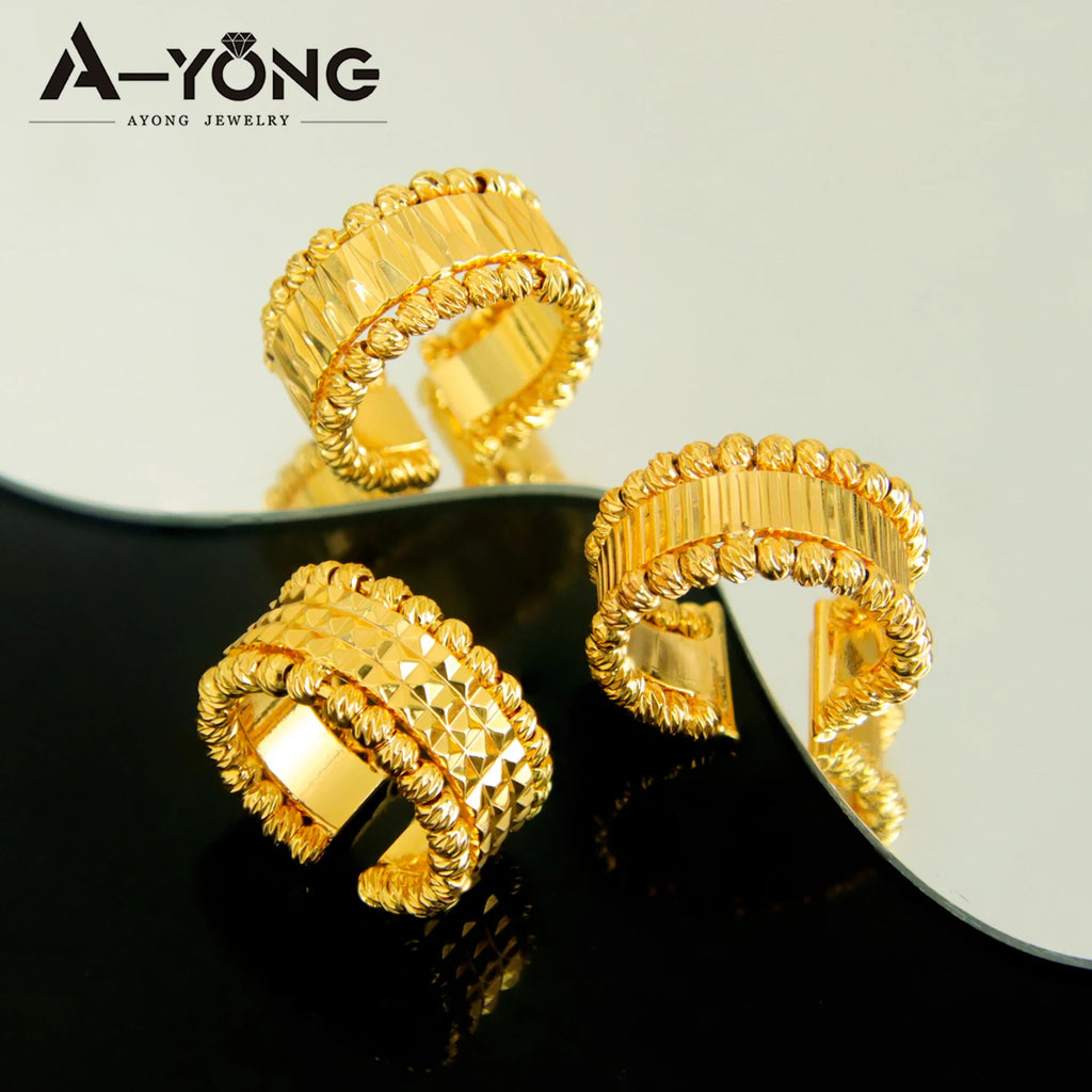 Luxuriöses arabisches Armband-Ring-Set in Goldfarbe