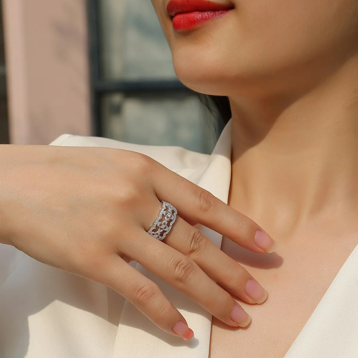 Cosfix Women Full Moissanite Ring s925 Silver