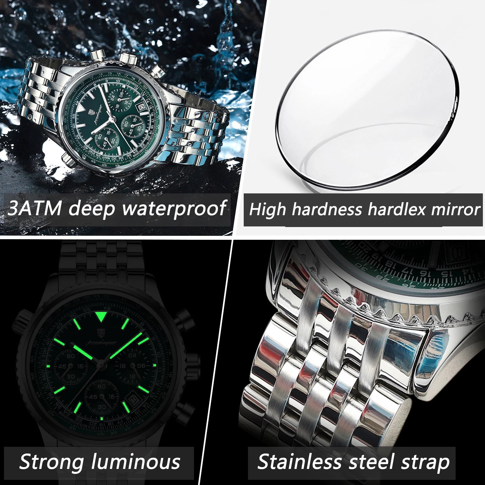 POEDAGAR Luxury Watches For Man Date Chronograph