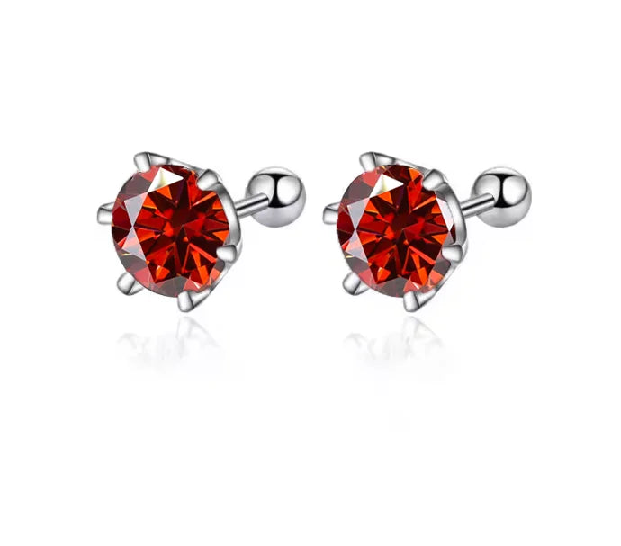TY 0.3-2CT Moissanite Earrings 925 Sterling Silver - red / 2ct 8mm / China Mainland, red / 0.5ct 5mm / China Mainland, red / 0.3ct 4mm / China Mainland, red / 1ct 6.5mm / China Mainland, red / 0.8ct 6mm / China Mainland, red / 0.2ct 3.5mm / China Mainland