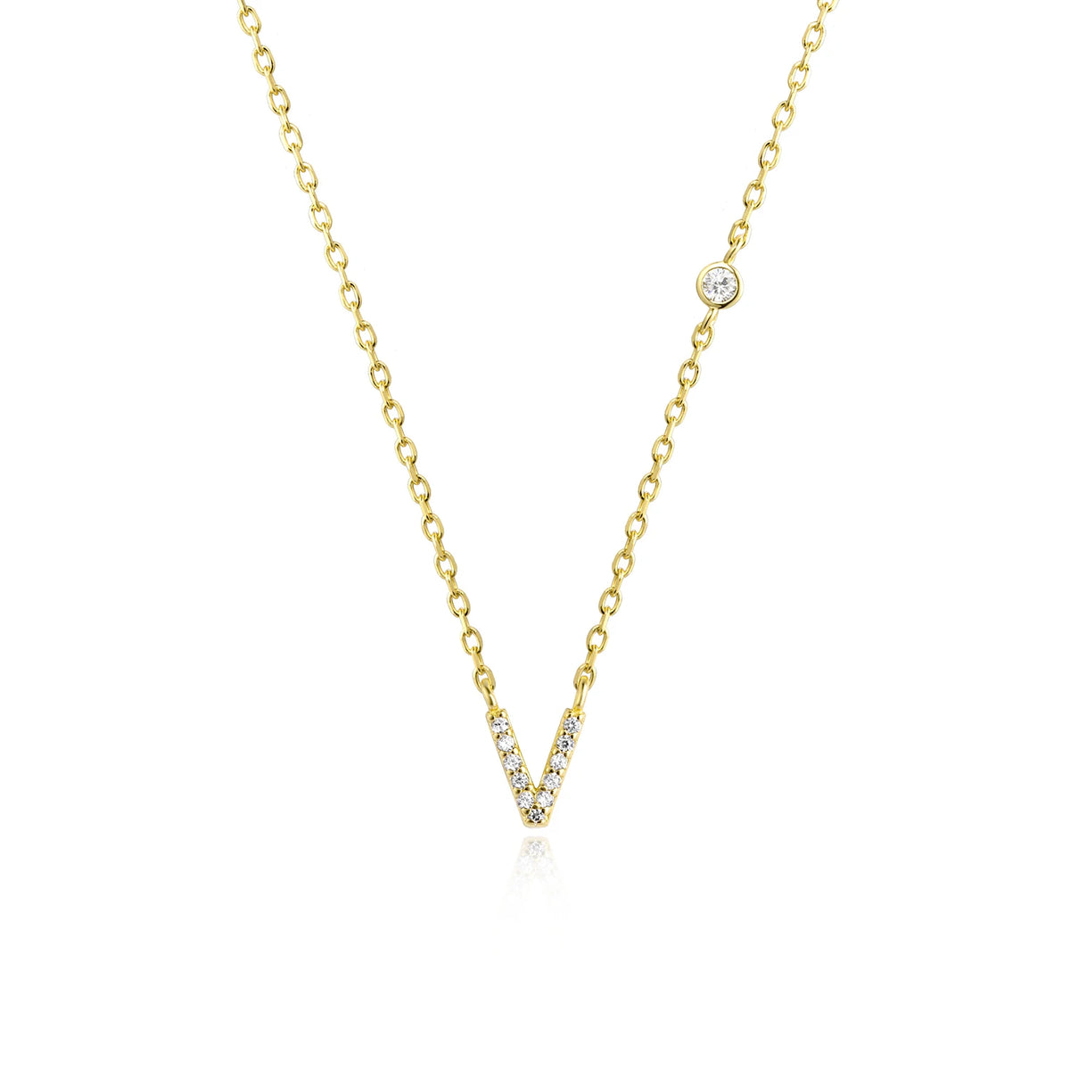 ANDYWEN 925 Sterling Silver Gold Small 26 Letters A- Z - Gold V