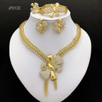 Italien 18 Karat vergoldetes Damenschmuckset Klassisch
