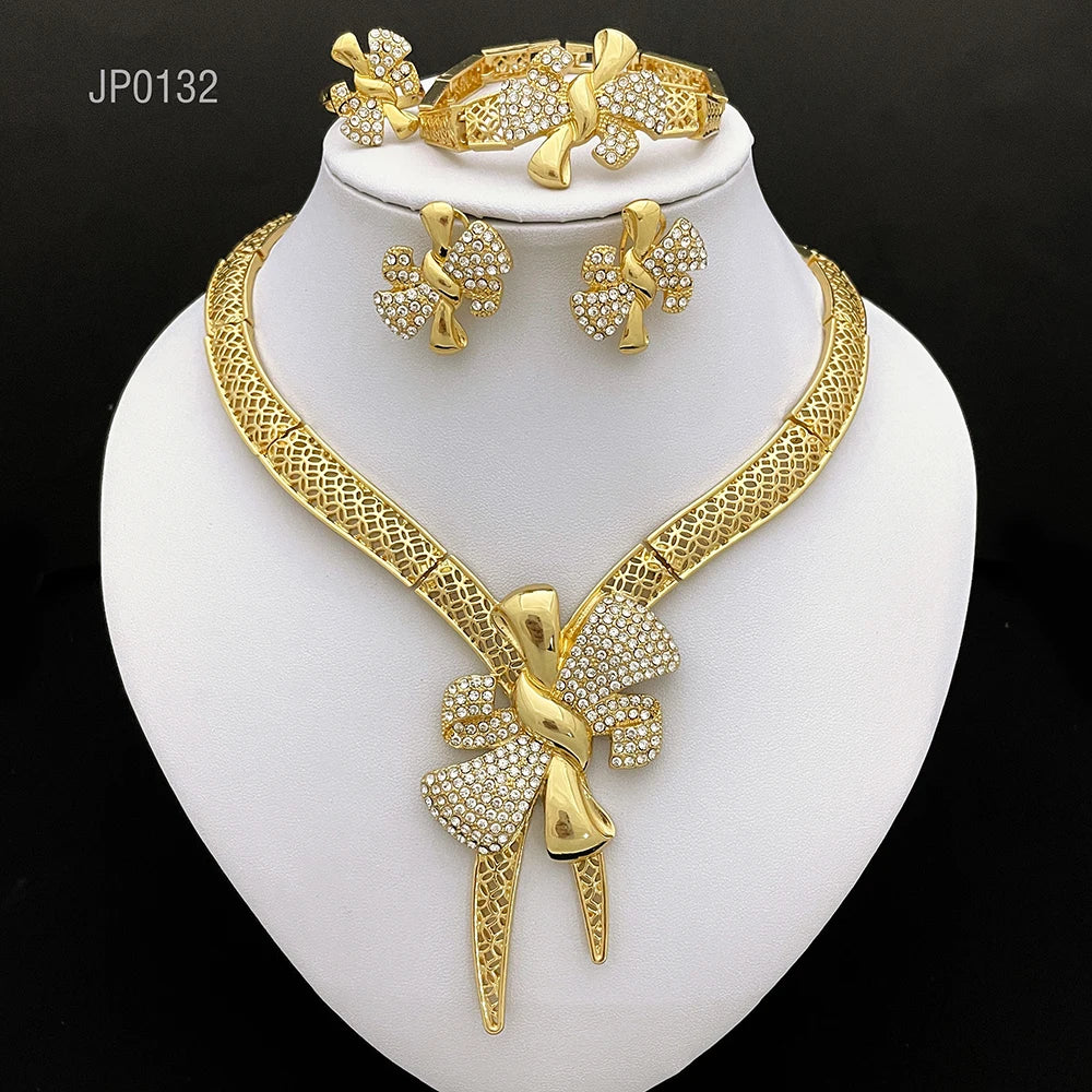 Italy 18k Gold Plated Women Jewelry Set Classic