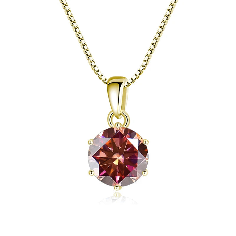 Butterflykiss 1 CT Real Moissanite Pendant Necklace - gold Tangerine / 45cm