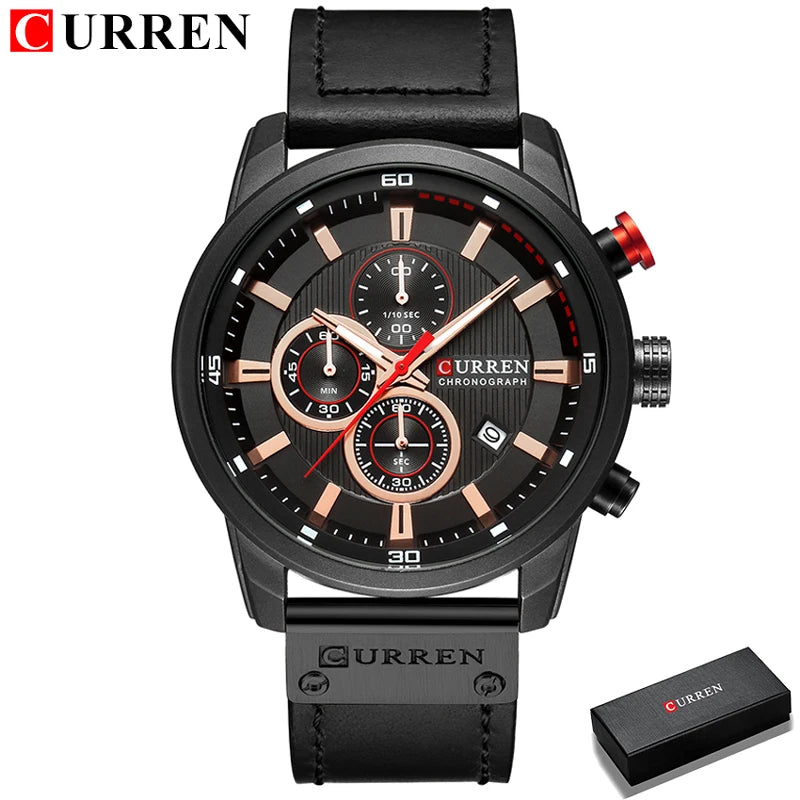 CURREN Fashion Date Quartz Men Watches Top Brand - black box