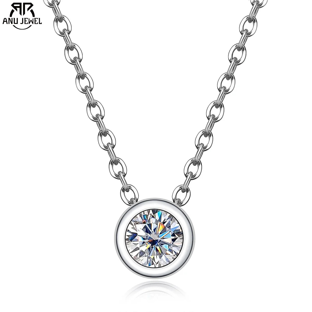 AnuJewel 4mm 0.3ct D Color Moissanite Round Brilliant - Black Gun Plated / China Mainland